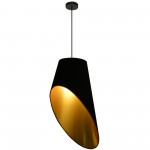 1 Light Slanted Tapered Drum Pendant, Blk/GldShade