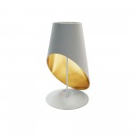 1 Light Slanted Tapered Drum Table, Wht/Gld Shade