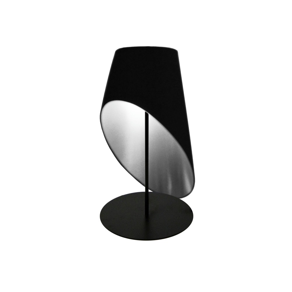 1 Light Slanted Tapered Drum Table, Blk/Slv Shade