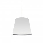 Oversized Drum Tapered Drum Pendant with White on Silver Shade, S