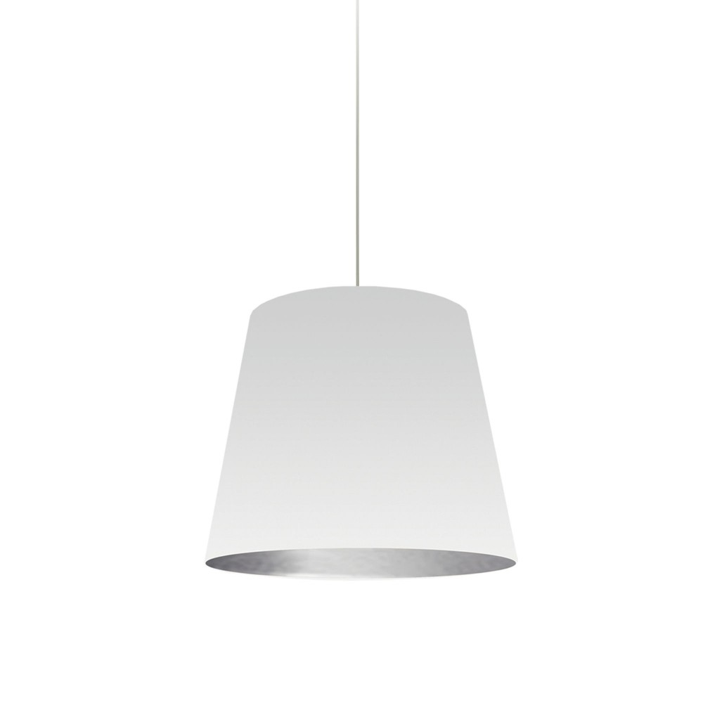 Oversized Drum Tapered Drum Pendant with White on Silver Shade, S