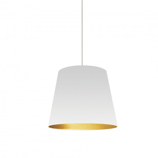 Oversized Drum Tapered Drum Pendant with White on Gold Shade, S