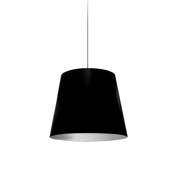 Oversized Drum Tapered Drum Pendant with Black on Silver Shade, S