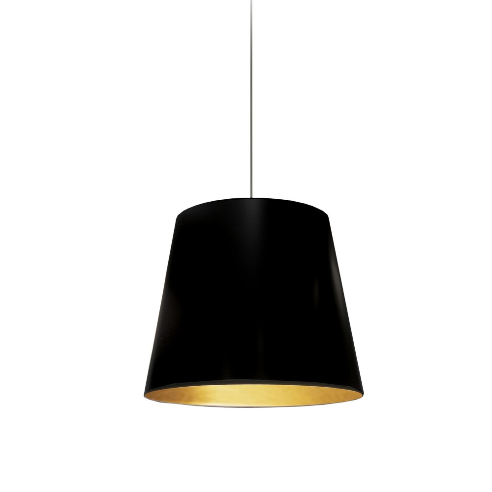 Oversized Drum Tapered Drum Pendant with Black on Gold Shade, S