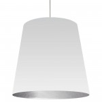 Oversized Drum Tapered Drum Pendant with White on Silver Shade