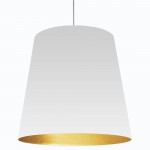 Oversized Drum Tapered Drum Pendant with White on Gold Shade