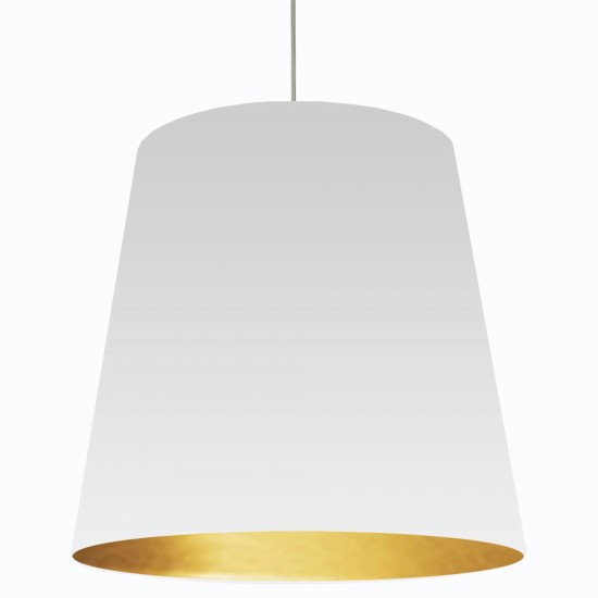 Oversized Drum Tapered Drum Pendant with White on Gold Shade