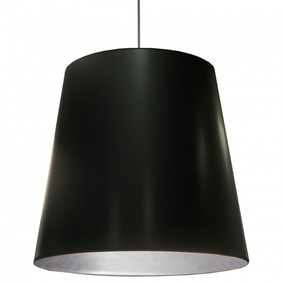 1 Light Oversized Drum Pendant with Black on Silver Shade,X-Large