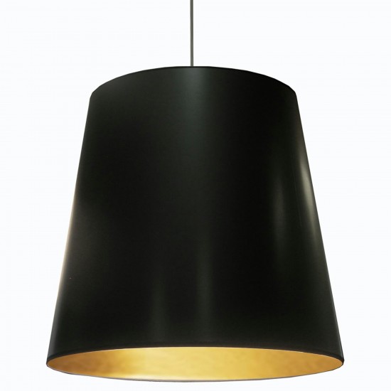 Oversized Drum Tapered Drum Pendant with Black on Gold Shade