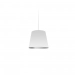 Oversized Drum Tapered Drum Pendant with White on Silver Shade, XS