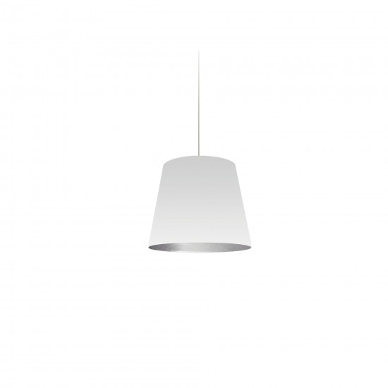 Oversized Drum Tapered Drum Pendant with White on Silver Shade, XS