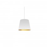 Oversized Drum Tapered Drum Pendant with White on Gold Shade, XS