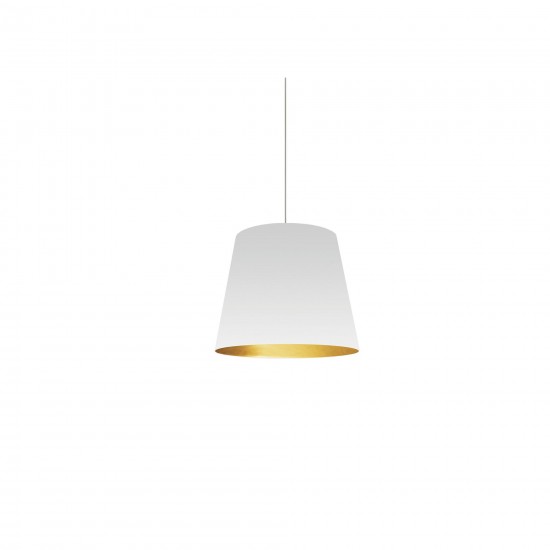 Oversized Drum Tapered Drum Pendant with White on Gold Shade, XS