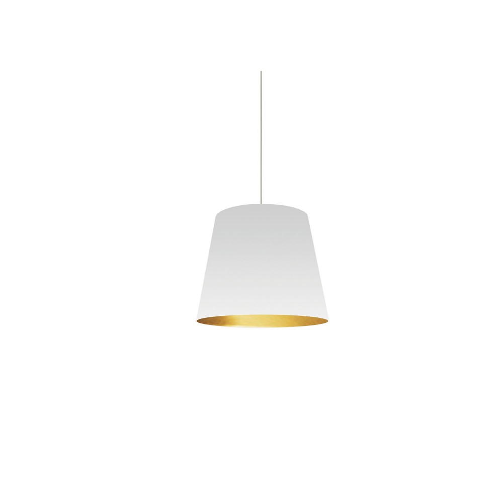 Oversized Drum Tapered Drum Pendant with White on Gold Shade, XS