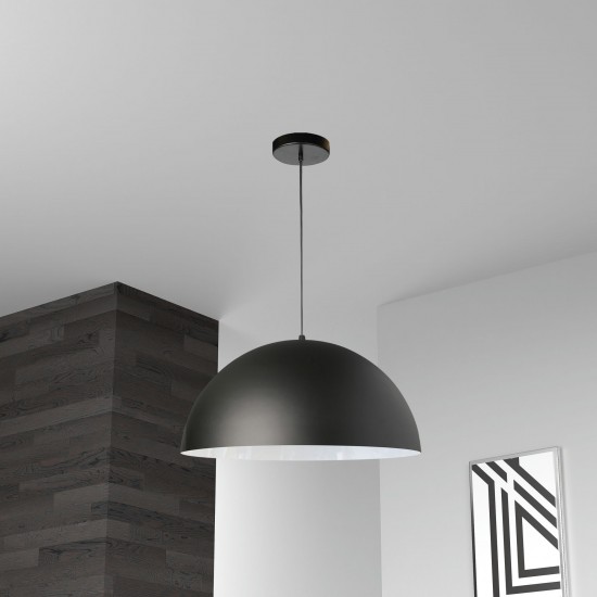 1 Light Incandescent Small Dome Pendant, Matte Black