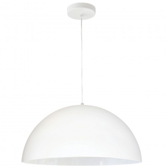 1 Light Incandescent Small Dome Pendant, Matte White