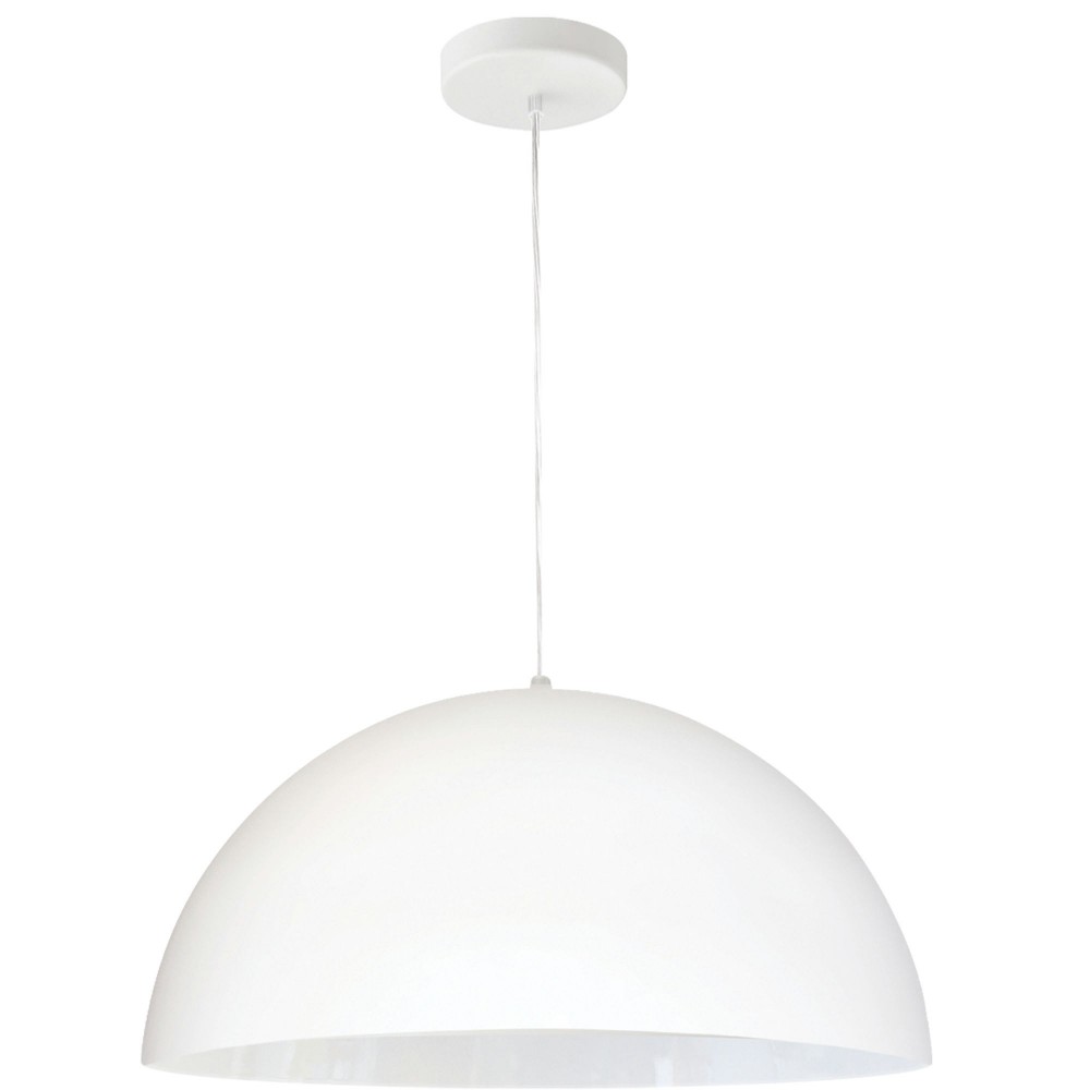 1 Light Incandescent Small Dome Pendant, Matte White