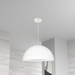 1 Light Incandescent Small Dome Pendant, Matte White