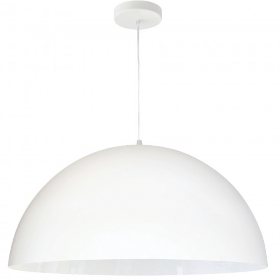 1 Light Incandescent Large Dome Pendant, Matte White