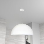 1 Light Incandescent Large Dome Pendant, Matte White