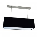 4 Light Oversized Rect Pendant,Large, Black w/ Fabric Diffuser