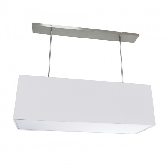 4 Light Oversized Rect Pendant, Large White w/ Fabric Diffuser