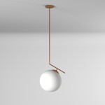 1 Light Incandescent Pendant, Plated Gold Finish with White Glass