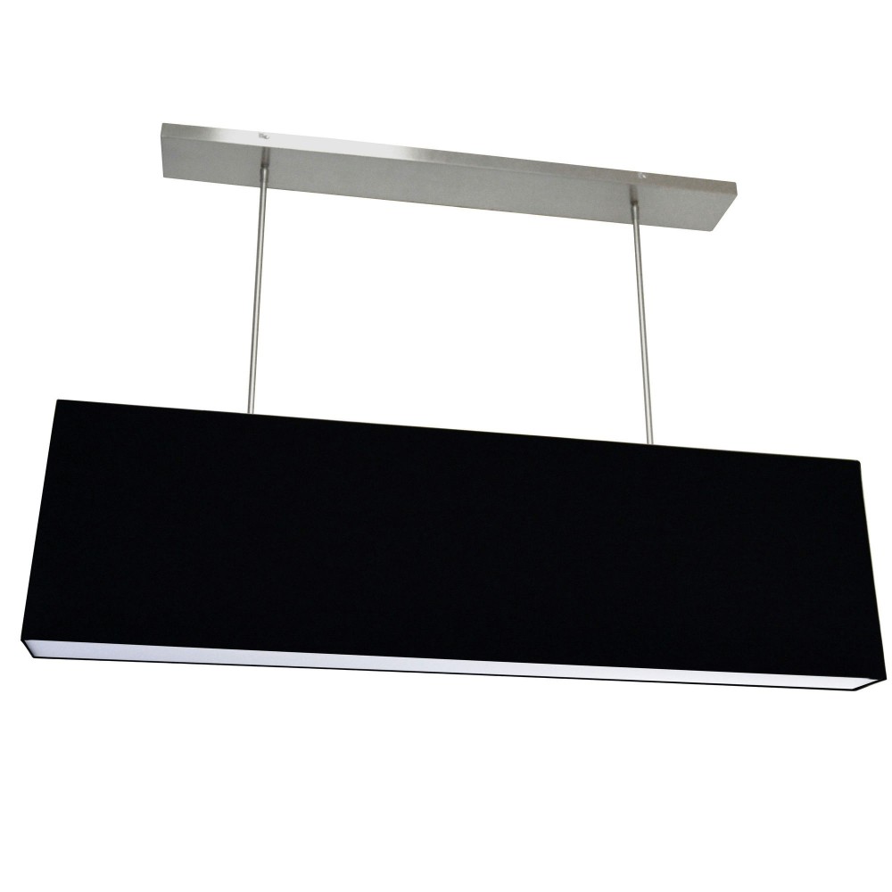 4 Light Oversized Rect Pendant,Small Black w/ Fabric Diffuser