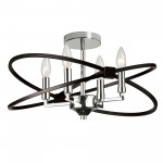 4 Light Incandescent Semi Flush, Polished Chrome and Matte Black Finish