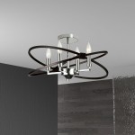 4 Light Incandescent Semi Flush, Polished Chrome and Matte Black Finish