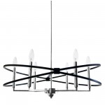 6 Light Incandescent Chandelier, Polished Chrome and Matte Black Finish