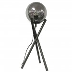 1 Light Incandescent Table Lamp, Matte Black with Smoked Glass