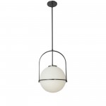 Paola Incandescent Pendant, Matte Black with White Opal Glass , PAO-121P-MB