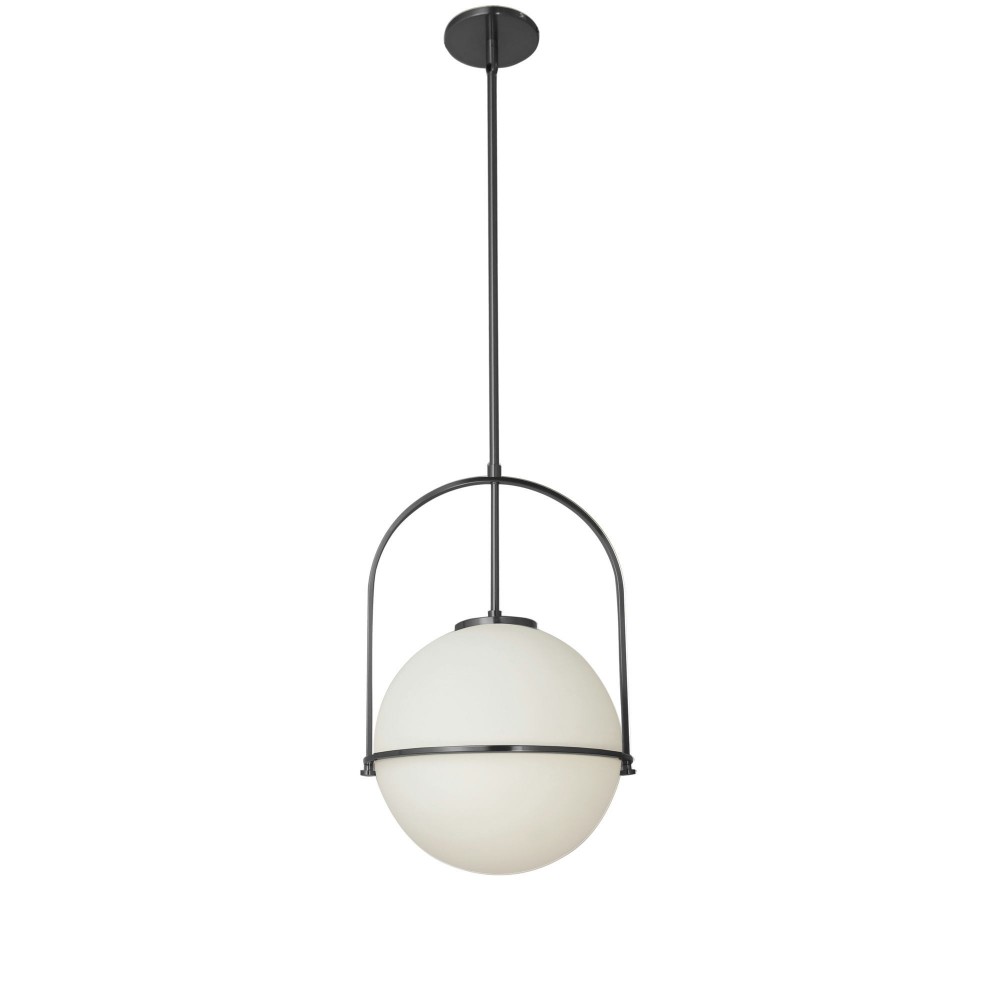 Paola Incandescent Pendant, Matte Black with White Opal Glass , PAO-121P-MB