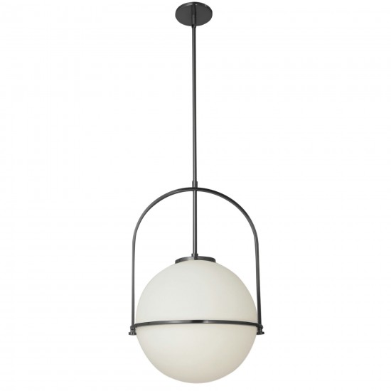 Paola Incandescent Pendant, Matte Black with White Opal Glass , PAO-161P-MB