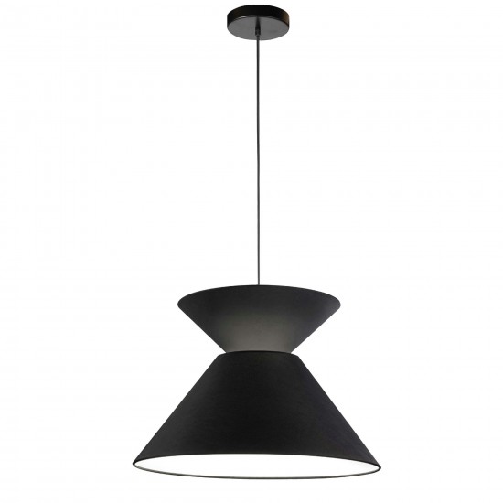 1 Light Patricia Pendant, Matte Black with Black Shade