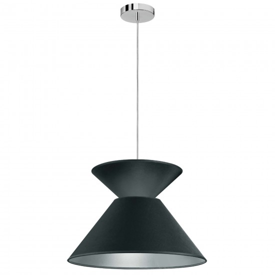 1 Light Patricia Pendant, Polished Chrome with Black/Silver Shade