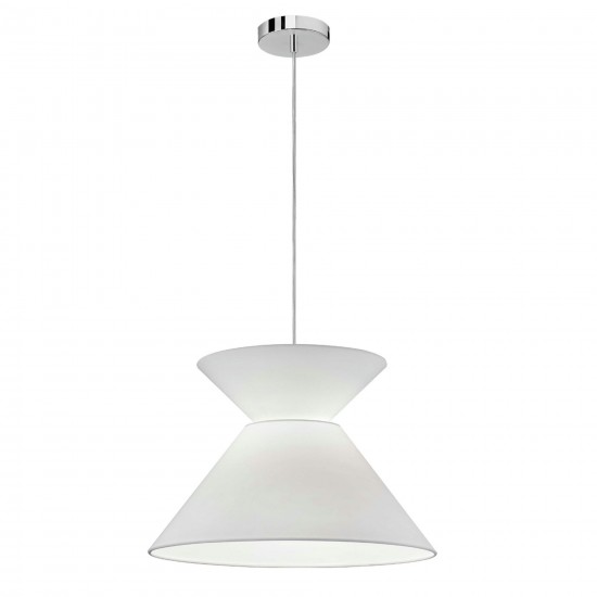 1 Light Patricia Pendant, Polished Chrome with White Shade