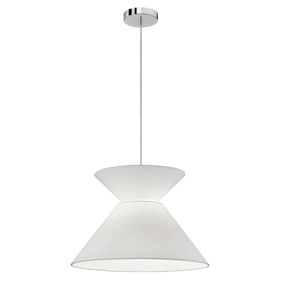 1 Light Patricia Pendant, Polished Chrome with White Shade