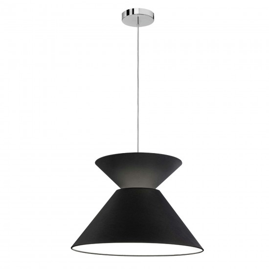 1 Light Patricia Pendant, Polished Chrome with Black Shade