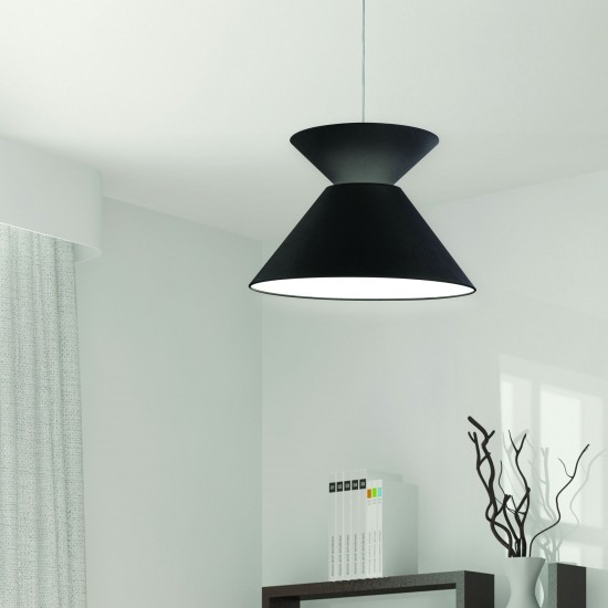 1 Light Patricia Pendant, Polished Chrome with Black Shade