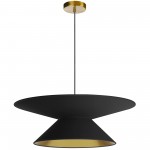 Patricia Incandescent Pendant, Aged Brass with Black / Gold Shade