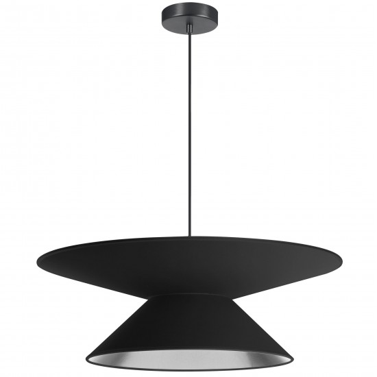 Patricia Incandescent Pendant, Matte Black with Black / Silver Shade