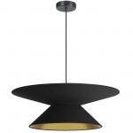 Patricia Incandescent Pendant, Matte Black with Black / Gold Shade