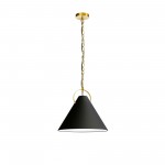 The Princeton Incandescent Pendant, Aged Brass with Black Shade, S