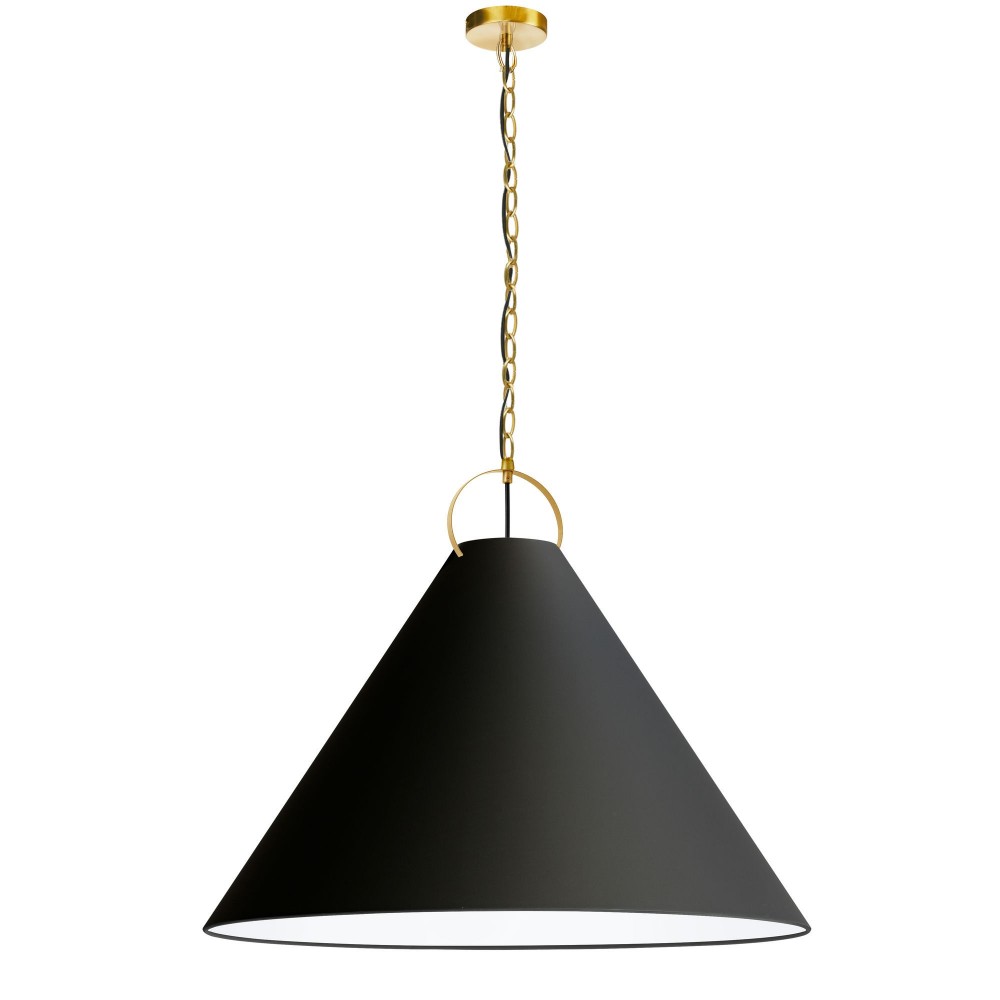 The Princeton Incandescent Pendant, Aged Brass with Black Shade, L