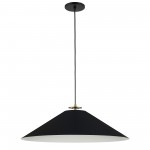 1 Light Incandescent Pendant, Aged Brass and Matte Black