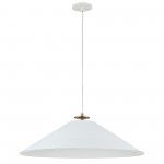 1 Light Incandescent Pendant, Aged Brass and Matte White