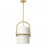 Paddington Incandescent Pendant, Aged Brass with White Shade