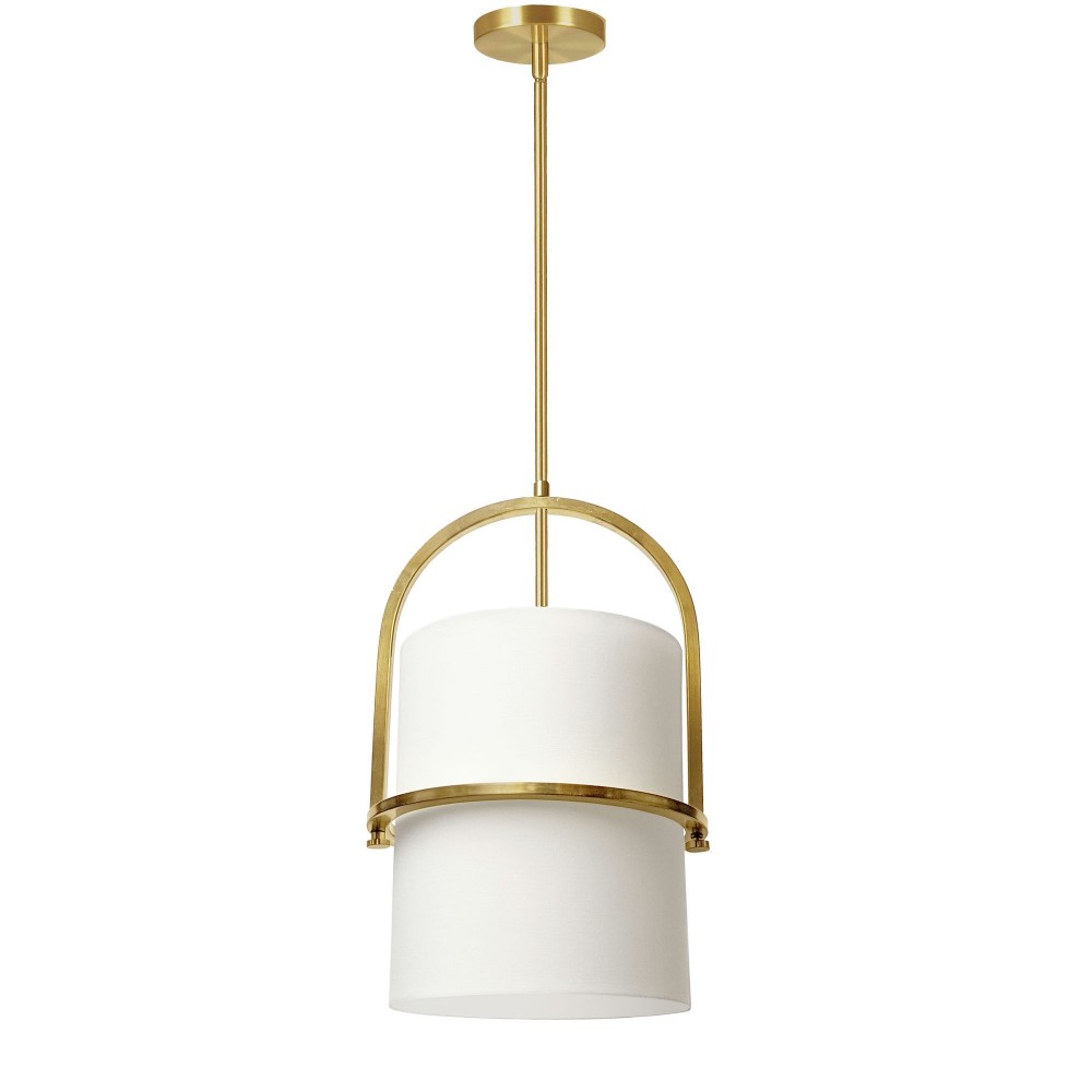 Paddington Incandescent Pendant, Aged Brass with White Shade